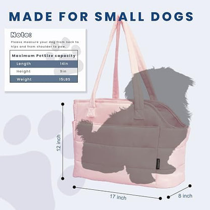 Lightweight Puffy Dog Purse Carrier for Small Dogs, Pink
