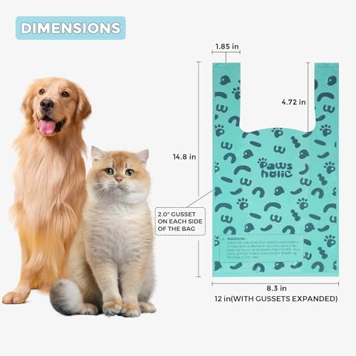 Cat Litter Disposal Bags and Dog Poop Bags with Handle,Cornstarch Based Extra Thick and Guaranteed Leak Proof Poop bags for Kitty and Doggy(360 Count 1.1 Gallon,Lavender Scent)