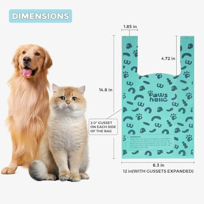 Cat Litter Disposal Bags and Dog Poop Bags with Handle,Cornstarch Based Extra Thick and Guaranteed Leak Proof Poop bags for Kitty and Doggy(360 Count 1.1 Gallon,Unscented)
