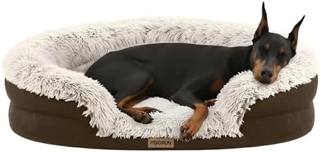 Miorun Fluffy Orthopedic Dog Beds Large Sized Dog, 48" Bolster Sofa Bed
