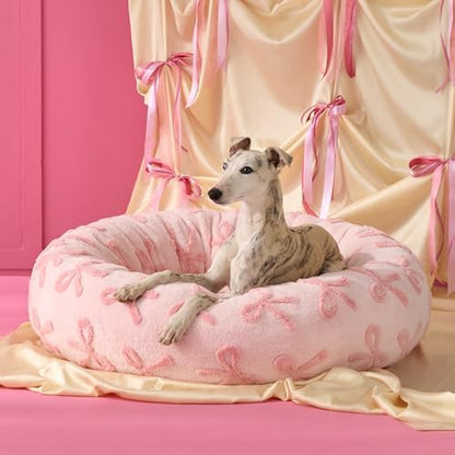 Lesure Shown on TV Jacquard Donut Dog Beds Extra Large,Pink Taffy 42x42x9in