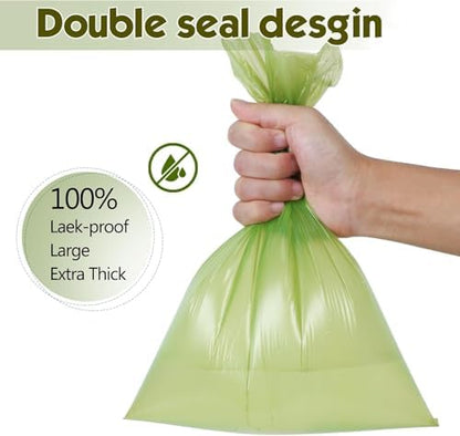 Dog Poop Bags Rolls with 1 Dispenser 270 Count (18 Rolls, 15 Bags per Roll), Leakproof, Unscented, Includes Leash Clip, Thick Strong, 8.5"W x 11.5"L