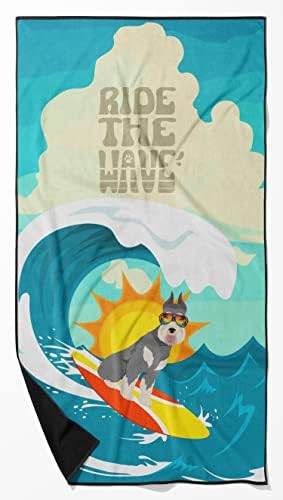 Caroline's Treasures MLM1272TWL3060 Surfer Dog Schnauzer Premium Beach Towel Oversized Towel Beach Blanket, Pool, Beach Essentials, Yoga, Premium Bath Towel, Quick Dry Plush