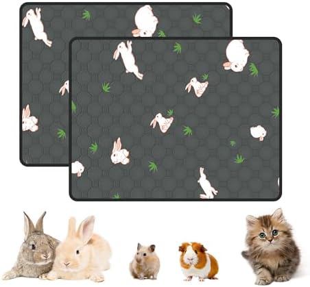 2-Pack Guinea Pig Cage Liner, 20in x 26in Fast Absorption Washable Bedding Pee Pads for Dogs Puppy Rabbit Small Animal Cage Mat, Leakproof & Non-Slip