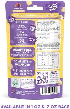 Weruva Cat Freeze Dried, Paw Lickin' Chicken with Chicken Breast, 1oz Bag (Pack of 2)