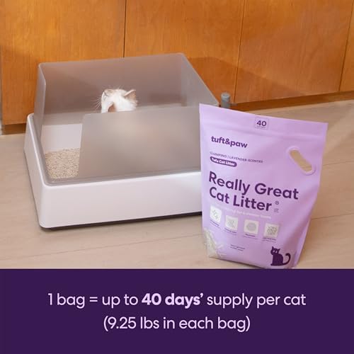 Tuft & Paw Really Great Cat Litter, Low Tracking Tofu Cat Litter, Clumping, Flushable, Odor Control, Dust-Free - 9.25lbs x 2Bags (Lavender Scented)