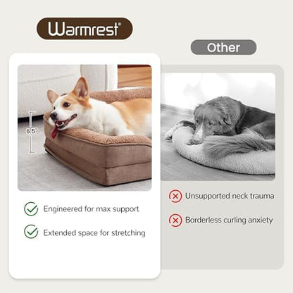 Orthopedic Dog Beds for Medium Size Dogs, Waterproof Egg-Crate Foam Pet Couch Bed with Soft Sides, Non-Slip Dog Sofa with Fleece Removable Washable Cover, 28" L Supportive Pet Sofa, Brown