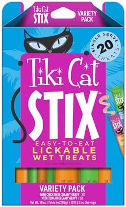 Tiki Cat Stix Cat Treats, Variety Pack, 0.5 oz. Mousse, 20 Count
