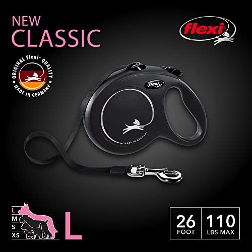 FLEXI® Classic Tape Retractable Dog Leash, Large, 26 ft - Black