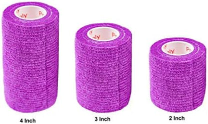 2 Pack Premium Vet Wrap - Self Adhesive Bandage Wrap & Athletic Tape - 4" x 5 Yards Elastic & Self-Sticking Cohesive Bandage for Pets, Sports, Wrists & Ankles - Purple by Prairie Horse Supply