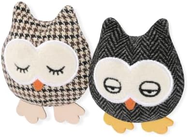 P.L.A.Y. PET Lifestyle and You Feline Frenzy HOOTIFUL Owls Plush Squeaky CAT Toy