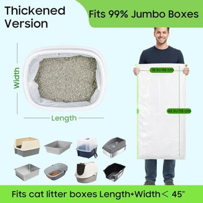 24 Pack Super Jumbo Cat Litter Box Liners 45" x 18", Heavy-Duty Litter Bags
