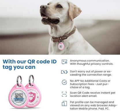 QR Code Cat Tags Personalized Small, Real-time Alerts, Pinkx3