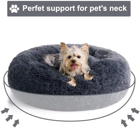 WNPETHOME Large Round Calming Dog Bed Cat Bed for Comfy Sleep