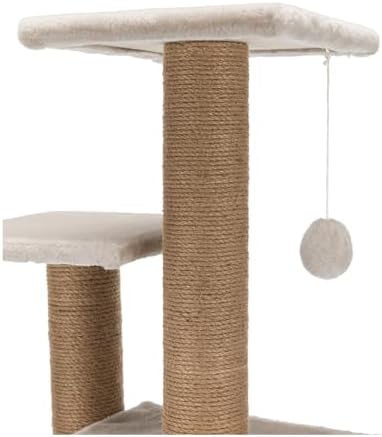 Trixie Valencia Scratching Post – Cat Tower with Sisal Posts, Condo & Dangling Toy – Compact Cat Furniture for Indoor Cats – Gray, 17.3" x 13" x 28"