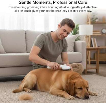 Cat Brush for Shedding, Industry-First Adjustable Cat Brushes for Indoor Cats, Self-Cleaning Slicker brush, 264 Skin-Friendly Needles for Long or Short Haired Dogs, Perfect for Deshedding & Massaging
