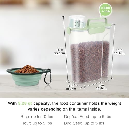 5 Lbs Pet Dog Food Storage Container for Travel Bird Seed Dispenser - Green