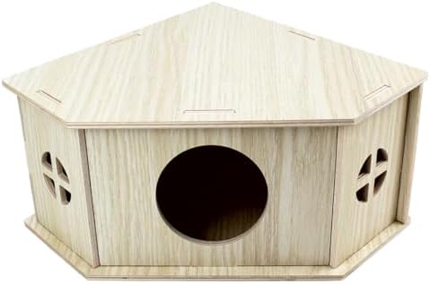 Amonk Triangle Hamster Hideout Wooden Syrian Hamster Toys, 8x8x4in