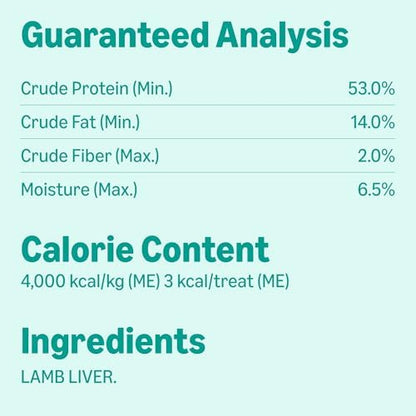 Amazon Basics Freeze-Dried Raw Single Ingredient Dog Treats, Lamb Liver, High Protein, Healthy Training Treats or Meal Topper for All Dogs, Grain-Free, 3.3oz (Previously Wag) (Pack of 2)