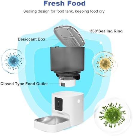 ANDOLL HOME 2.4G/5G Automatic Cat Feeder, 4L WiFi Food Dispenser with 10s Voice Recorder, Pet Feeder up to 10 Meals per Day, Timed Cat Feeder with Dry Food Sealed Ring