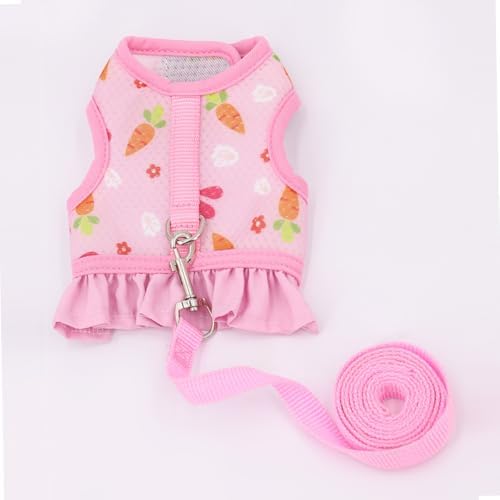 Bunny Harness and Leash, Rabbit Harnesses Guinea Pig Clothes Ferret, Pink S