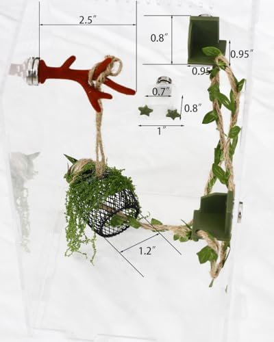 5Pcs Jumping Spider Enclosure Accessories with Hammock, Magnetic Climbing Rope, Resting Ledge Platforms and Feeding Dish Bowl & Hook for Terrarium Habitat (5Pcs Combination Kit)