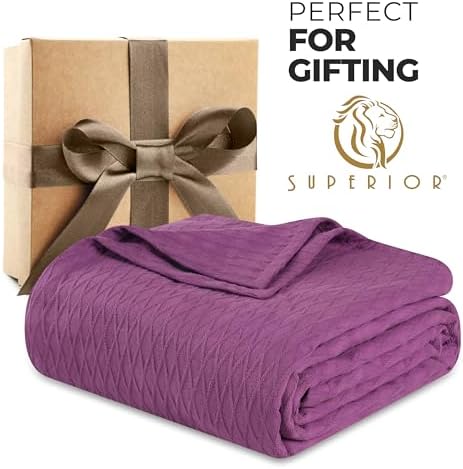 Superior Cotton Blanket, Lightweight, Breathable Bedding, Full/Queen, Purple