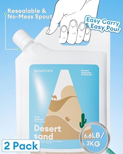 BUCATSTATE Hamster Bath Sand with Pour Spout Large Pack, 13.2LB Desert Bath Sand | No-Dust Potty Litter Calcium-Free Sand for Hamster Chinchillas Gerbil Mice Degu or Other Small Pets (2Pack-Fine Sand)