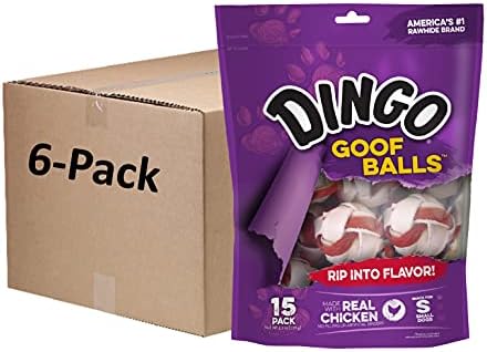 Dingo Goof Balls Rawhide Treats For Small Dogs, 15 Count (6 Pack)