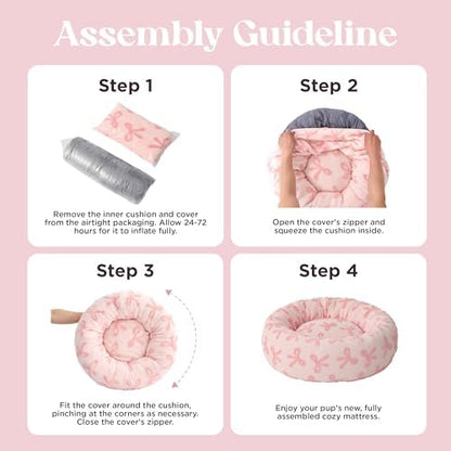 LE SURE Shown on TV Jacquard Donut Cat Beds Indoor,Pink Taffy 20x20x6in