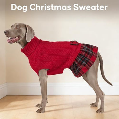 KYEESE Dog Sweater Dress for Medium Large Dogs Turtleneck Thick Knit