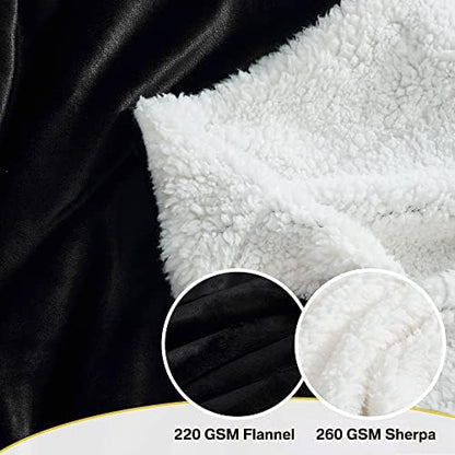 NICETOWN Black Sherpa Fleece Blanket Warm Dual Sided Fluffy Plush Super Soft Lap Blankets and Throws for Kids, Gift Throw Blankets for Women/Baby/All Season, 50 x 60 inches