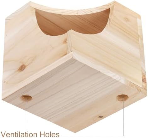 Yesland Wood Chinchilla House, Natural Square Small Animal Hideout Hut for Chinchilla, Squirrel, Sugar Gliders in Cage - 6.5 X 6.5 X 6.5 Inches (Pack of 2)