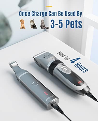 oneisall 2 in 1 Pet Cat & Dog Grooming Kit - Quiet Cordless Dog Clippers & Paw Trimmer for Grooming Pet Hair