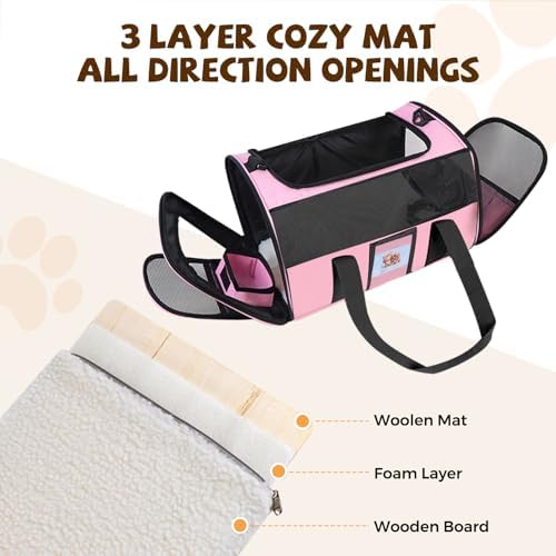 Cat Carrier Soft with Detachable Food Bowl,Soft-Sided Pet Bag(Up to 16 lbs)