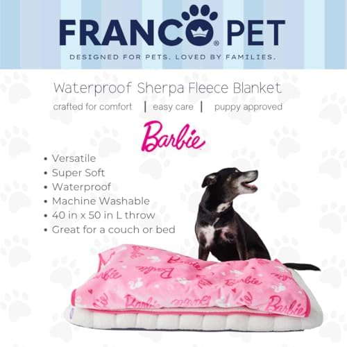 Barbie Waterproof Dog Bed Cover, Large 40x50 Pet Blanket for Furniture Bed Couch Sofa, (Officially Licensed) by Franco
