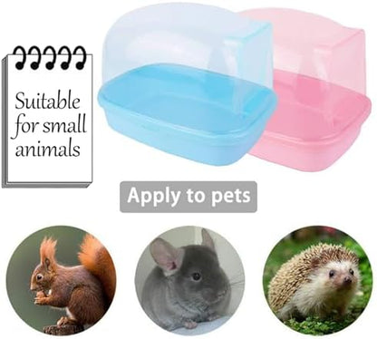 kathson Dwarf Hamster Bathroom, Chinchilla Sauna Room Plastic Sand Bath House Ideal for Gerbils, Hedgehog, Squirrel and Other Small Animals (Blue)
