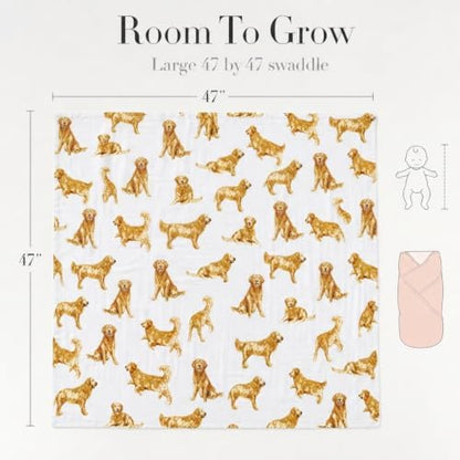 Mud Pie Golden Doodle Muslin Swaddle Blanket, Cotton Baby Blanket