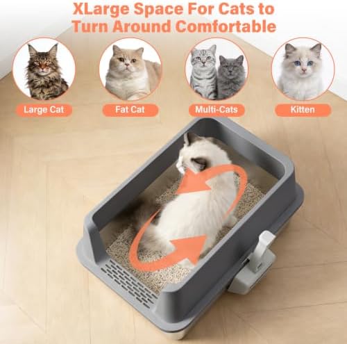Stainless Steel Cat Litter Box with Lid, XL Metal Litter Box