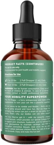 Premium Liquid Glucosamine for Cats – with Collagen, Glucosamine, Chondroitin, MSM, Taurine & Hyaluronic Acid – Cat Joint Support, Mobility & Flexibility - Hip & Joint Cat Supplement (4 Fl Oz)
