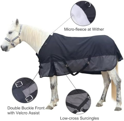 1200D Horse Blanket, 0g No-Fill Waterproof Turnout Rain Sheet