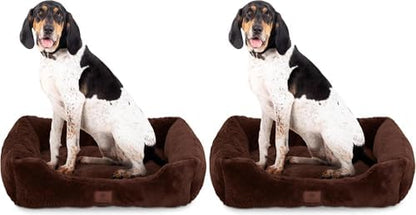 AMERICAN KENNEL CLUB Cuddler Pet Bed with Low-Profile Entrance – 30" Plush Dog Bed for Medium Breeds Up to 50 lbs, Ultra-Soft Washable Bed with Non-Slip Bottom, Durable High-Loft Filling, Brown