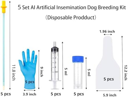 5 Set Dog AI Artificial Insemination Breeding Kit, Dog Breeding Kit, Insemination Breeder kit for Dog, Dog Breeding Supplies for Medium Breeds (11.8 inch)