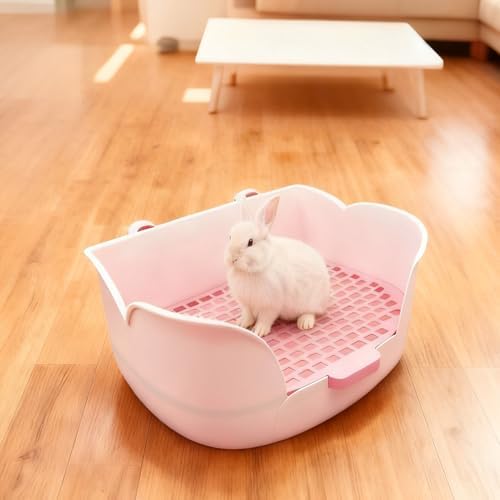 PINVNBY Rabbit Litter Box for Cage,Bunny Potty Box Corner Rabbits Litter Pan Trainer Toilet with Grate for Guinea Pig Hedgehog Chinchilla Ferret(Purple)