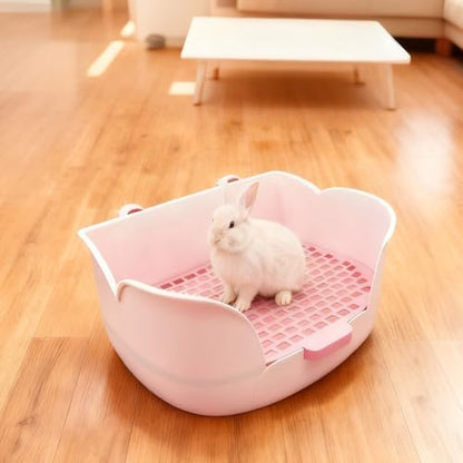 PINVNBY Rabbit Litter Box for Cage,Bunny Potty Box Corner Rabbits Litter Pan Trainer Toilet with Grate for Guinea Pig Hedgehog Chinchilla Ferret(Purple)