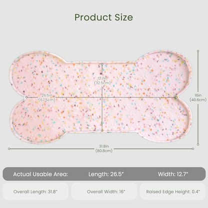 PWTAA Dog Food Mat Anti-Slip Silicone Dog Bowl Mat Thicker Pet Placemat Waterproof Cat Feeder Pad with Raised Edge Puppy Kitten Feeding Mats Suitable Small Medium-Sized Dogs Cats Eating Tray