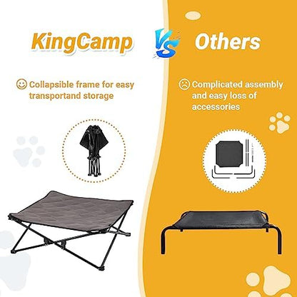 KingCamp Elevated Dog Bed for Medium Dogs, Raised Outdoor Indoor Portable Cooling Cot Lifted Pet Hammock off Ground with Washable Breathable Mesh & Frame with Non Slip Foot for Camping Backyard, Black