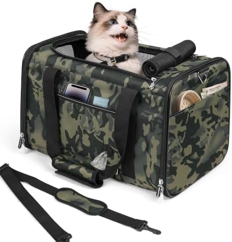 YUDODO 25lbs Cat Carrier Lightproof Soft Sided Pet Carrier for Large Cat