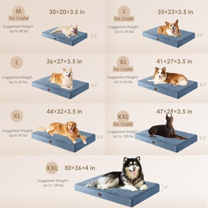 EHEYCIGA Orthopedic Dog Bed Extra Large with Removable Washable Cover, 41IN