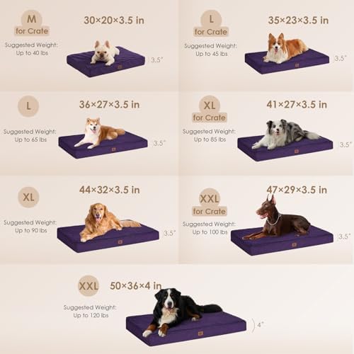 EHEYCIGA Orthopedic Dog Bed Extra Large with Removable Washable Cover, 47IN